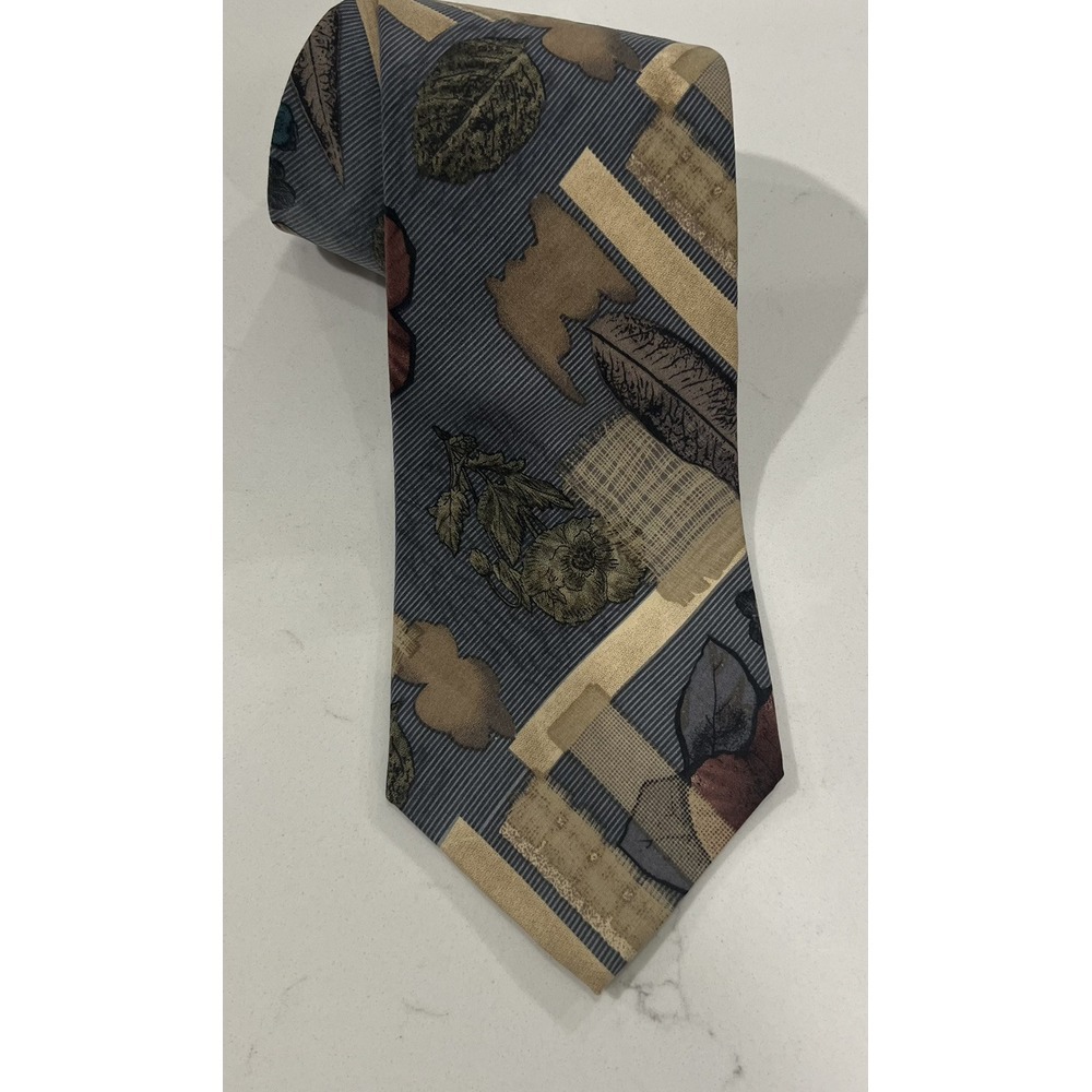 333 New York All Silk Hand Screened Mens Necktie Multi Color-textured USA MADE
